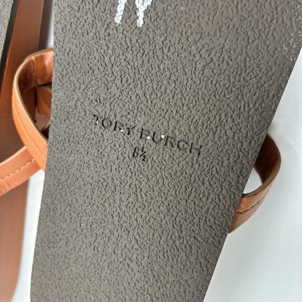 Tory Burch Miller Cloud Sandals Women's 8.5 Aged Camello Tan Leather Thong - Picture 11 of 11